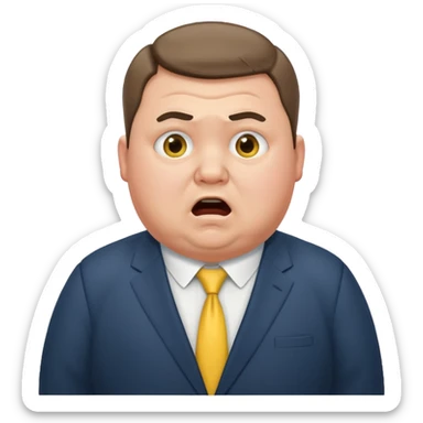 A chubby Ukrainian man in a suit is terrified sticker