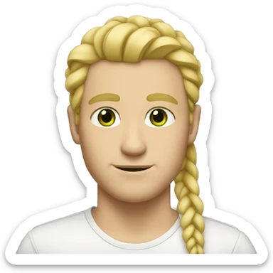 white man with blond hair braids no mustache green eyes sticker