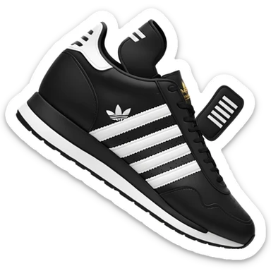 Adidas white stripes on black emoji sticker