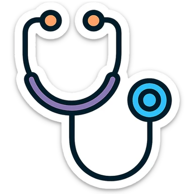 minimalist iOS app icon, professional medical style, modern stethoscope in flat style, gradient background clinical blue and white, clean, trustworthy, tech-inspired, subtle depth with soft shadows, iOS-flat-design, no text, single bold medical symbol centered sticker