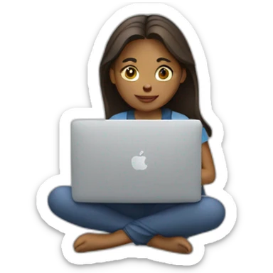 woman working on macbook laptop sticker