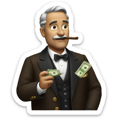 rich man with money smoking cigar sticker