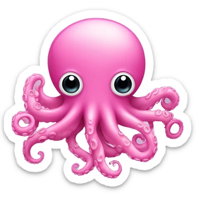 Pink fluffy octopus with light pink suction cups sticker