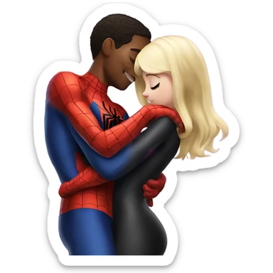 miles morales Spiderman hugging Gwen Stacy’s Spider-Man  sticker