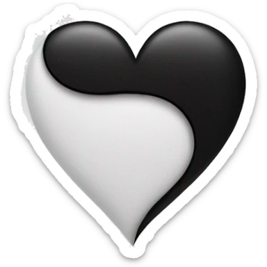 Half white half black heart where left half is white sticker