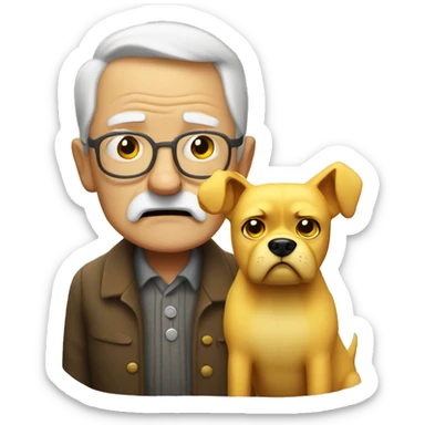 Grumpy Grandpa with a grumpy yellow dog sticker