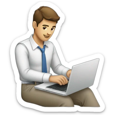 hombre joven trabajando en su laptop sticker