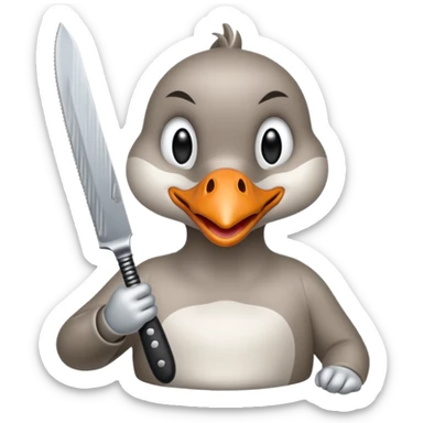 goose biting knife menace sticker