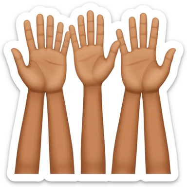 Three different hands holding up a 2, a 3, and then a 0 sticker