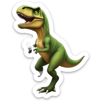 T. rex using a vape sticker