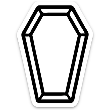 a red coffin with black trim, stylized, modern look, graphic style sticker