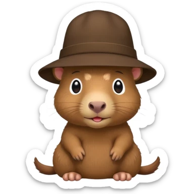 baby capypara wearing hat sticker