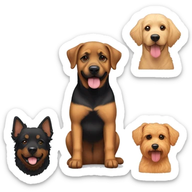 A female Rottweiler/ German Shepherd mix beside an apricot coloured malti poo sticker