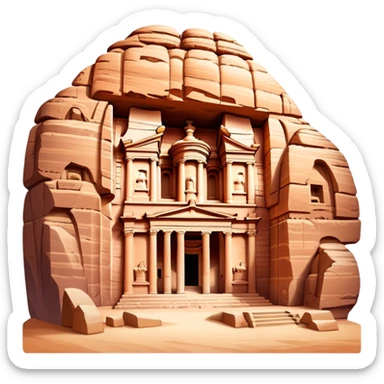 Ancient city of Petra in Jordan with the famous Treasury building carved into rock sticker