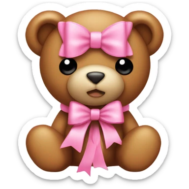 Pink bow on teddy  sticker