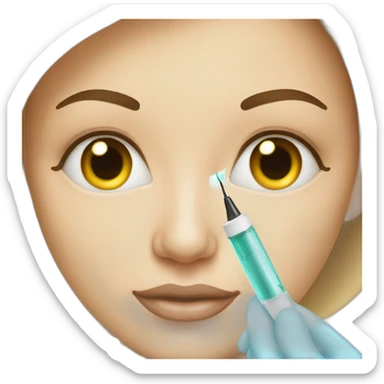 Woman taking a botox injection in the face sticker