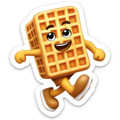 Waffles running  sticker