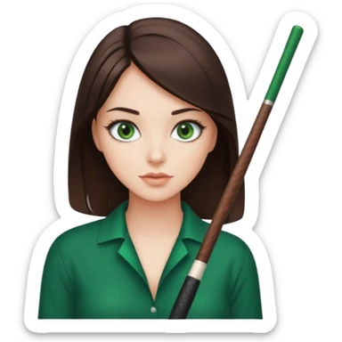 Beautiful brunette with pool cue sticker