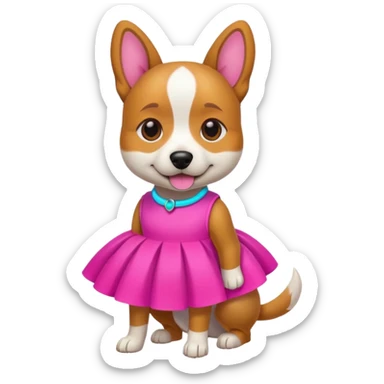 DOG wearring neon fashion dress sticker