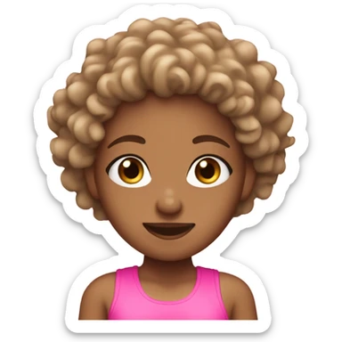Tan girl with curly hair in pink gym wear  sticker