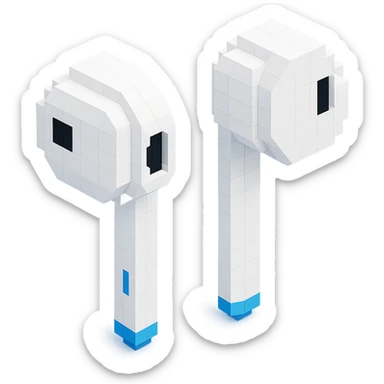 white EarPods headphones with a matte finish, close-up detail sticker