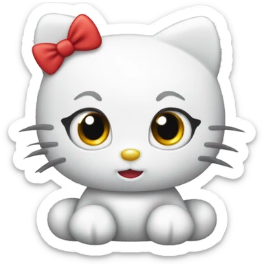 Cute hello kitty with a red bow sticker