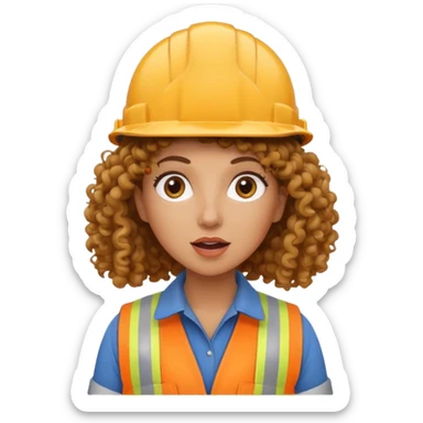 surprised construction worker curly haired woman  sticker