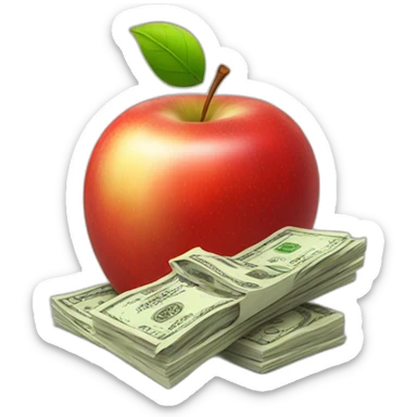 red apple with lot of money sticker