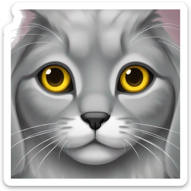 grey lop-eared cat with yellow eyes of the British breed sticker