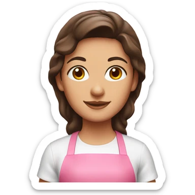Brunette baker w pink apron sticker