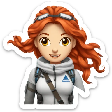 a red hair female on everest greek flag sticker