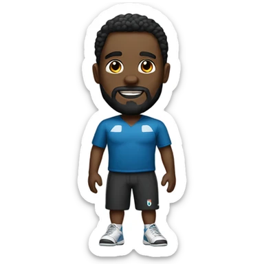 dark-skinned, man, 37 years old, full length, a little beard, wearing sports  sticker