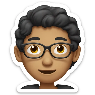 Wife with long red hair and glasses hugging husband with long black hair sticker