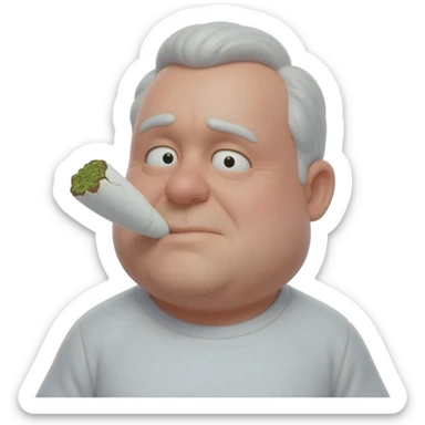 Chubby goofy looking white guy Smoking A SUPER HUGE white and green smoking doobie sticker