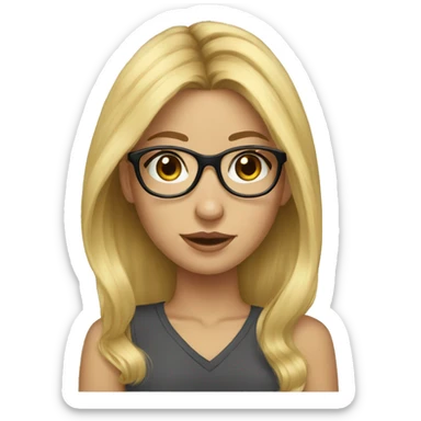 girl blonde hair with glasses painting sticker