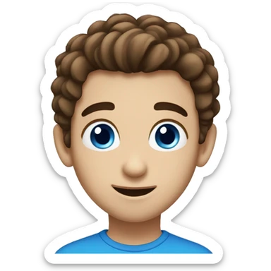 boy with blue eyes big nose bushy eyebrows brown hair sticker