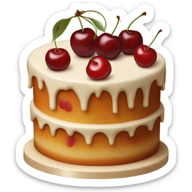 beautiful beige cake with cherries sticker