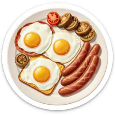 English Breakfast: Plate with eggs and bacon













 sticker