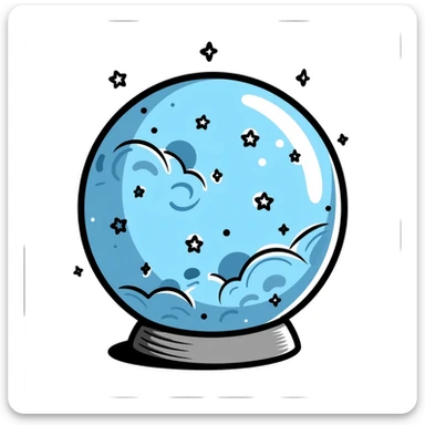 A magical blue scrying orb with mystical patterns and stars inside sticker
