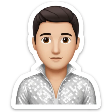 Jonathan Knight from NKOTB with dark brown hair, white sequin outfit sticker