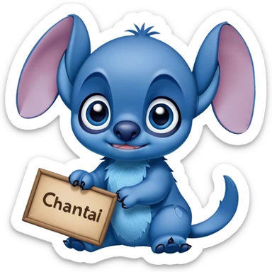 Stitch mit Schild wo „Chantal“ drauf steht sticker