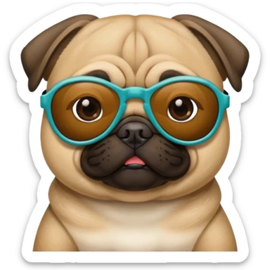 a pug with pit vipar sunglasses sticker