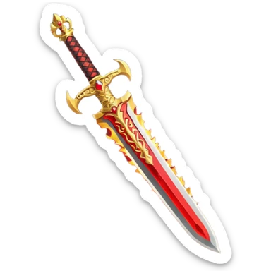 fiery royal golden sword with red blade sticker