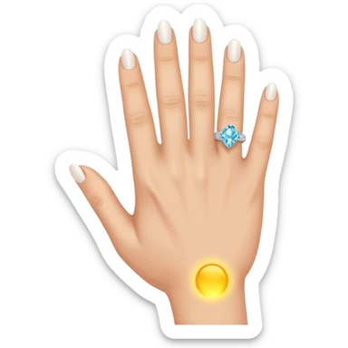 Left hand with diamond ring on ring finger sticker