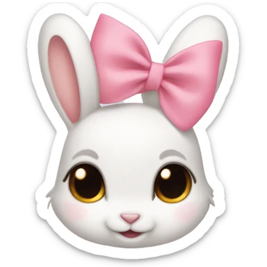 Baby bunny with coquette bow on ear sticker