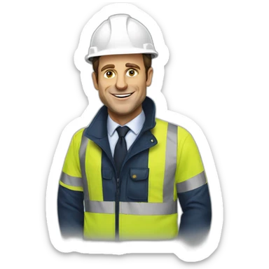 Emanuel Macron en tenu de chantier  sticker