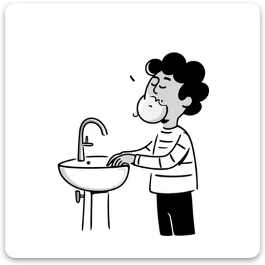 brunette girl washing her face with bubbles sticker