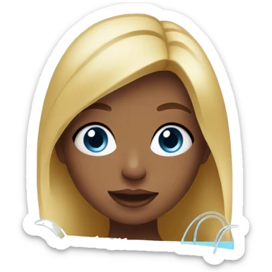 cute blonde with blue eyes surrounded by pink shopping bags sticker