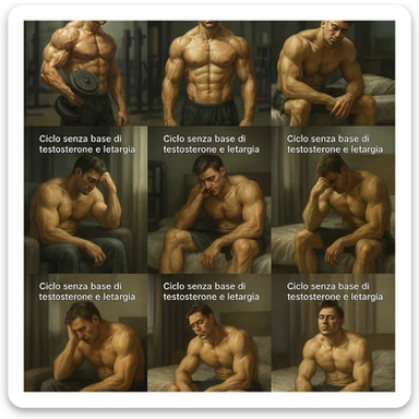  bodybuilder che fa cicli senza base di testosterone, con letargia fanne 10, in italiano se usi testo sticker