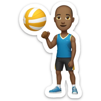 light brown skin tall guy buzz cut standing with volleyball sticker